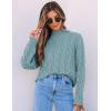 imageZESICA Womens Sweaters Fall Winter Long Sleeve Mock Neck Solid Color Casual Loose Chunky Pullover SweaterHaze Blue