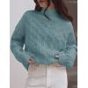 imageZESICA Womens Sweaters Fall Winter Long Sleeve Mock Neck Solid Color Casual Loose Chunky Pullover SweaterHaze Blue