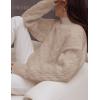 imageZESICA Womens Sweaters Fall Winter Long Sleeve Mock Neck Solid Color Casual Loose Chunky Pullover SweaterKhaki