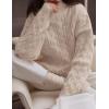imageZESICA Womens Sweaters Fall Winter Long Sleeve Mock Neck Solid Color Casual Loose Chunky Pullover SweaterKhaki