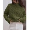 imageZESICA Womens Sweaters Fall Winter Long Sleeve Mock Neck Solid Color Casual Loose Chunky Pullover SweaterMoss Green