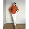 imageZESICA Womens Sweaters Fall Winter Long Sleeve Mock Neck Solid Color Casual Loose Chunky Pullover SweaterOrange