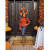 imageZESICA Womens Sweaters Fall Winter Long Sleeve Mock Neck Solid Color Casual Loose Chunky Pullover SweaterOrange
