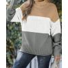 imageZESICA Womens Turtleneck Batwing Sleeve Loose Oversized Chunky Knitted Pullover Sweater Jumper TopsB Grey