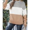 imageZESICA Womens Turtleneck Batwing Sleeve Loose Oversized Chunky Knitted Pullover Sweater Jumper TopsB Khaki