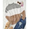 imageZESICA Womens Turtleneck Batwing Sleeve Loose Oversized Chunky Knitted Pullover Sweater Jumper TopsB Khaki