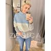 imageZESICA Womens Turtleneck Batwing Sleeve Loose Oversized Chunky Knitted Pullover Sweater Jumper TopsBblue