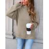 imageZESICA Womens Turtleneck Batwing Sleeve Loose Oversized Chunky Knitted Pullover Sweater Jumper TopsCamel