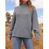 imageZESICA Womens Turtleneck Batwing Sleeve Loose Oversized Chunky Knitted Pullover Sweater Jumper TopsGrey2
