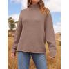 imageZESICA Womens Turtleneck Batwing Sleeve Loose Oversized Chunky Knitted Pullover Sweater Jumper TopsKhaki