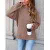 imageZESICA Womens Turtleneck Batwing Sleeve Loose Oversized Chunky Knitted Pullover Sweater Jumper TopsKhaki