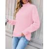 imageZESICA Womens Turtleneck Batwing Sleeve Loose Oversized Chunky Knitted Pullover Sweater Jumper TopsPink