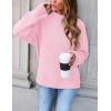 imageZESICA Womens Turtleneck Batwing Sleeve Loose Oversized Chunky Knitted Pullover Sweater Jumper TopsPink