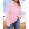 imageZESICA Womens Turtleneck Batwing Sleeve Loose Oversized Chunky Knitted Pullover Sweater Jumper TopsPink