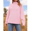 imageZESICA Womens Turtleneck Batwing Sleeve Loose Oversized Chunky Knitted Pullover Sweater Jumper TopsPink
