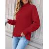 imageZESICA Womens Turtleneck Batwing Sleeve Loose Oversized Chunky Knitted Pullover Sweater Jumper TopsRed