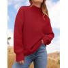 imageZESICA Womens Turtleneck Batwing Sleeve Loose Oversized Chunky Knitted Pullover Sweater Jumper TopsRed