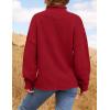imageZESICA Womens Turtleneck Batwing Sleeve Loose Oversized Chunky Knitted Pullover Sweater Jumper TopsRed