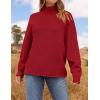 imageZESICA Womens Turtleneck Batwing Sleeve Loose Oversized Chunky Knitted Pullover Sweater Jumper TopsRed