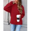 imageZESICA Womens Turtleneck Batwing Sleeve Loose Oversized Chunky Knitted Pullover Sweater Jumper TopsRed