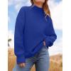 imageZESICA Womens Turtleneck Batwing Sleeve Loose Oversized Chunky Knitted Pullover Sweater Jumper TopsRoyalblue