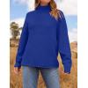 imageZESICA Womens Turtleneck Batwing Sleeve Loose Oversized Chunky Knitted Pullover Sweater Jumper TopsRoyalblue