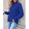 imageZESICA Womens Turtleneck Batwing Sleeve Loose Oversized Chunky Knitted Pullover Sweater Jumper TopsRoyalblue