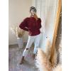 imageZESICA Womens Turtleneck Batwing Sleeve Loose Oversized Chunky Knitted Pullover Sweater Jumper TopsWine