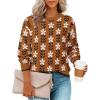 imageZESICA Womens Long Sleeve Crewneck Sweater 2025 Fall Printed Cute Oversized Knitted Pullover Tops Trendy ClothesCaramel