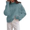 imageZESICA Womens Sweaters Fall Winter Long Sleeve Mock Neck Solid Color Casual Loose Chunky Pullover SweaterHaze Blue