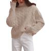 imageZESICA Womens Sweaters Fall Winter Long Sleeve Mock Neck Solid Color Casual Loose Chunky Pullover SweaterKhaki