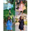 imageZESICA Womens 2025 Long Sleeve Mini Dress Spring V Neck Hollow Out Eyelet Embroidery Ruffle A Line Swing Short DressesApricot