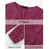 imageZESICA Womens 2025 Long Sleeve Mini Dress Spring V Neck Hollow Out Eyelet Embroidery Ruffle A Line Swing Short DressesFuchsia