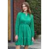 imageZESICA Womens 2025 Long Sleeve Mini Dress Spring V Neck Hollow Out Eyelet Embroidery Ruffle A Line Swing Short DressesGreen