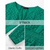 imageZESICA Womens 2025 Long Sleeve Mini Dress Spring V Neck Hollow Out Eyelet Embroidery Ruffle A Line Swing Short DressesGreen