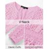 imageZESICA Womens 2025 Long Sleeve Mini Dress Spring V Neck Hollow Out Eyelet Embroidery Ruffle A Line Swing Short DressesPink