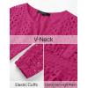 imageZESICA Womens 2025 Long Sleeve Mini Dress Spring V Neck Hollow Out Eyelet Embroidery Ruffle A Line Swing Short DressesRose