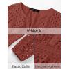 imageZESICA Womens 2025 Long Sleeve Mini Dress Spring V Neck Hollow Out Eyelet Embroidery Ruffle A Line Swing Short DressesRust