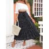 imageZESICA Womens 2025 Summer Bohemian Floral Printed Elastic Waist A Line Maxi Skirt with PocketsBlack