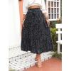 imageZESICA Womens 2025 Summer Bohemian Floral Printed Elastic Waist A Line Maxi Skirt with PocketsBlack