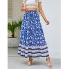 imageZESICA Womens 2025 Summer Bohemian Floral Printed Elastic Waist A Line Maxi Skirt with PocketsBlue