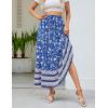 imageZESICA Womens 2025 Summer Bohemian Floral Printed Elastic Waist A Line Maxi Skirt with PocketsBlue