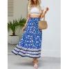 imageZESICA Womens 2025 Summer Bohemian Floral Printed Elastic Waist A Line Maxi Skirt with PocketsBlue