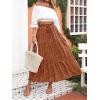 imageZESICA Womens 2025 Summer Bohemian Floral Printed Elastic Waist A Line Maxi Skirt with PocketsBrown