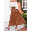 imageZESICA Womens 2025 Summer Bohemian Floral Printed Elastic Waist A Line Maxi Skirt with PocketsBrown