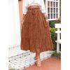 imageZESICA Womens 2025 Summer Bohemian Floral Printed Elastic Waist A Line Maxi Skirt with PocketsBrown