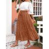 imageZESICA Womens 2025 Summer Bohemian Floral Printed Elastic Waist A Line Maxi Skirt with PocketsBrown