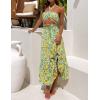 imageZESICA Womens 2025 Summer Bohemian Floral Printed Elastic Waist A Line Maxi Skirt with PocketsChartreuse