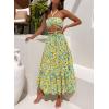 imageZESICA Womens 2025 Summer Bohemian Floral Printed Elastic Waist A Line Maxi Skirt with PocketsChartreuse