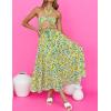 imageZESICA Womens 2025 Summer Bohemian Floral Printed Elastic Waist A Line Maxi Skirt with PocketsChartreuse